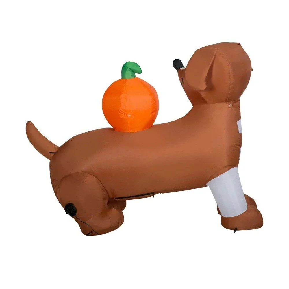 4.5ft Mummy Dachshund Dog with Pumpkin Halloween Inflatable